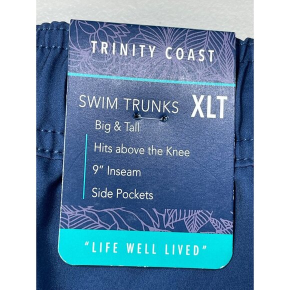 Trinity Coast Mens XLT Swim Shorts Blue & Aqua Color Block Elastic Waist - Picture 7 of 12